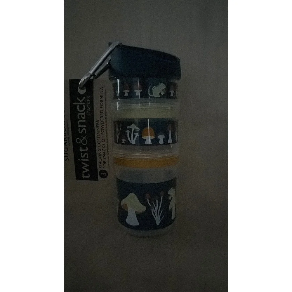 Sugarbooger Twist & Snack Stacker 3 Stacking Containers Mushroom Forest ‎ Blue
